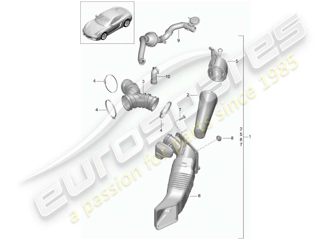 porsche 2014 (981 cayman) luftfilter - teilediagramm