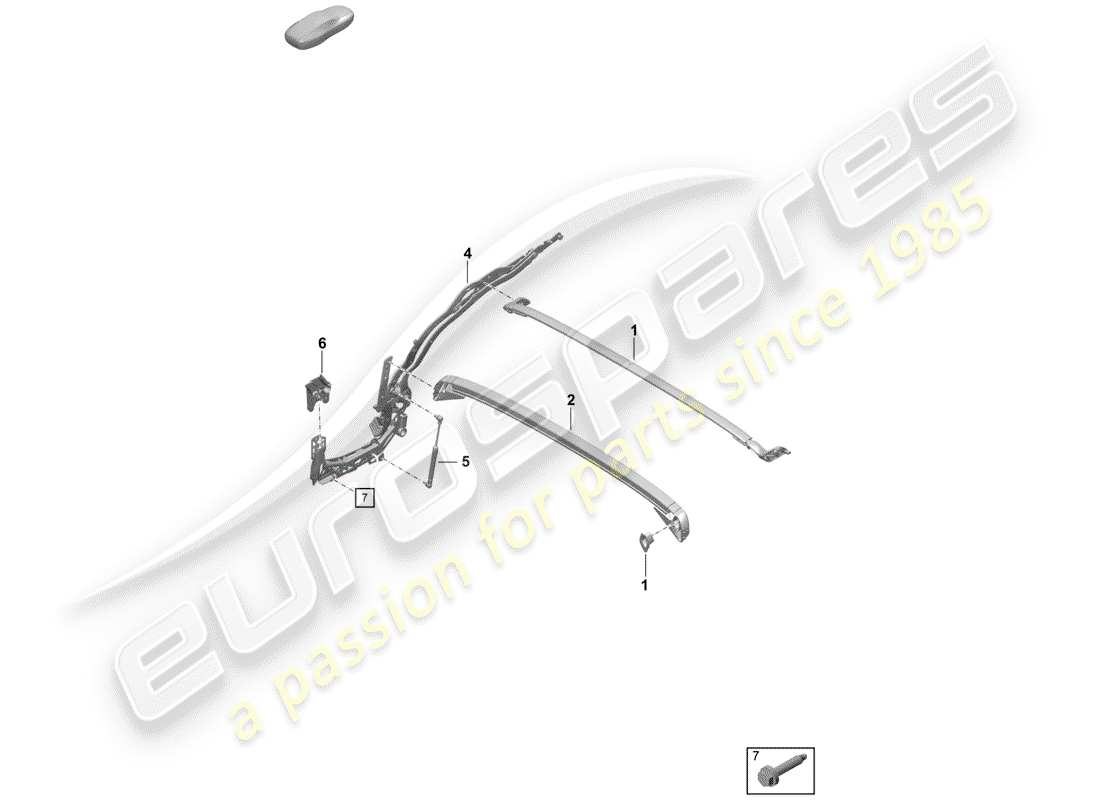 porsche 2019 (718 boxster spyder) top frame ersatzteildiagramm