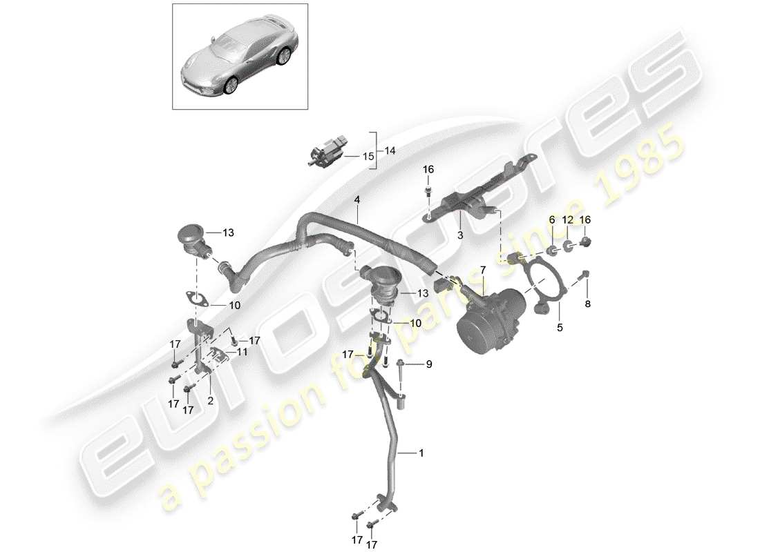 porsche 2017 (991-2 turbo) sekundärluftpumpe teilediagramm