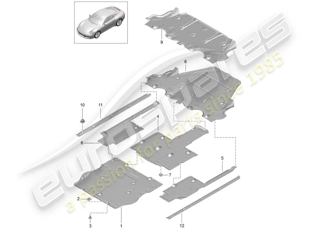 porsche 2018 (991-2) unterboden-teilediagramm
