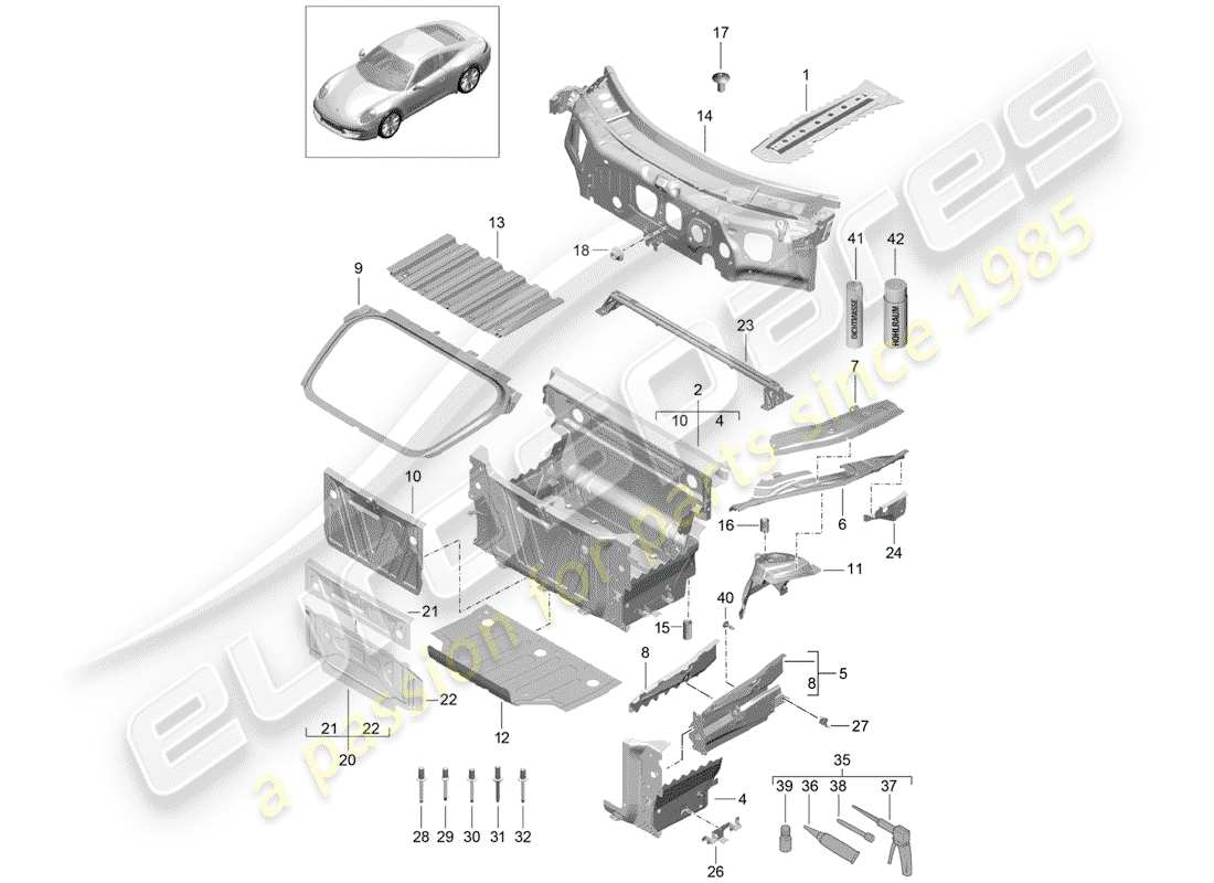 porsche 2014 (991-1) front end teilediagramm