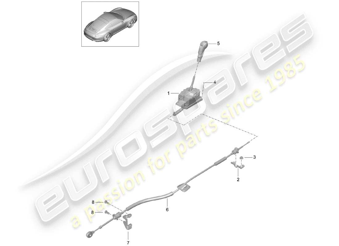 porsche 2015 (991-1) wählhebel ersatzteildiagramm