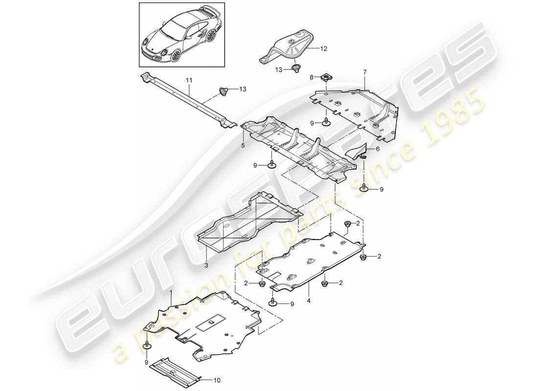 porsche 2011 (997-2 turbo / gt2 rs) trims-teilediagramm