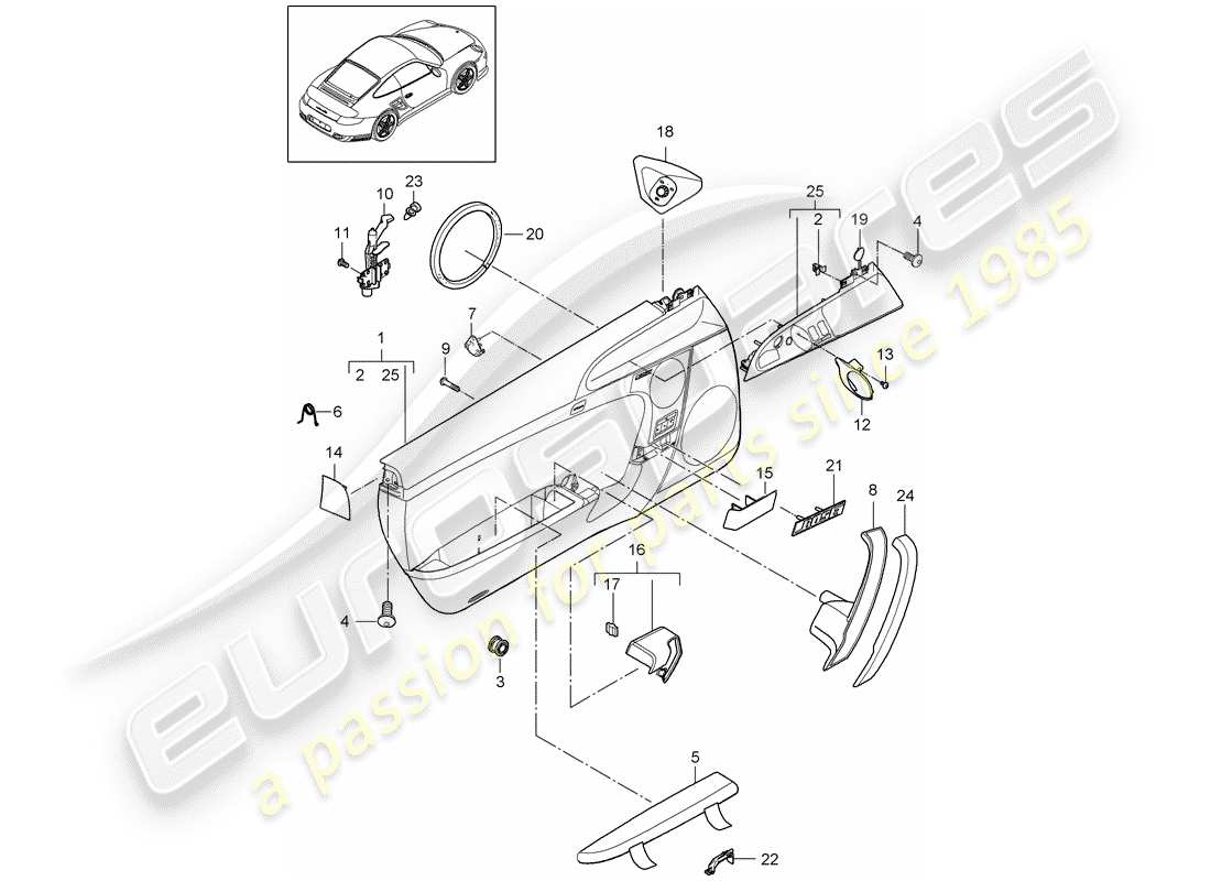 porsche 2011 (997-2 turbo / gt2 rs) türplatte teilediagramm