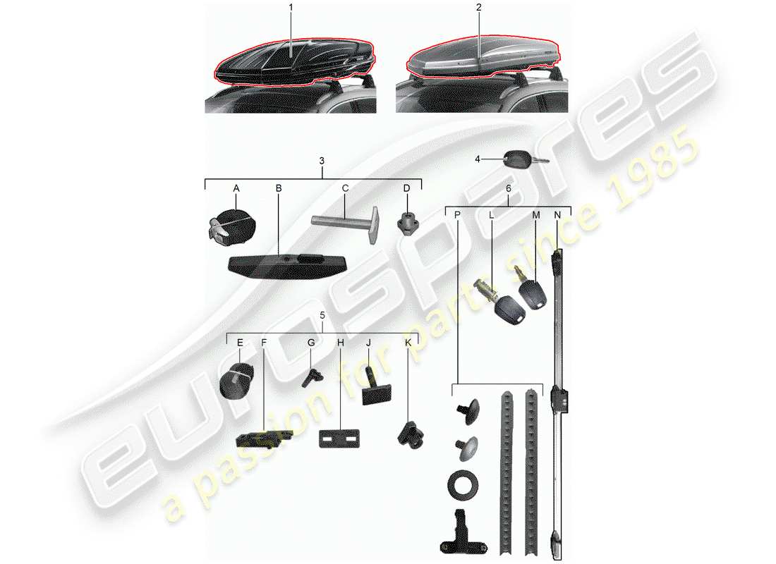 porsche 2015 (tequipment macan) dachbox teilediagramm