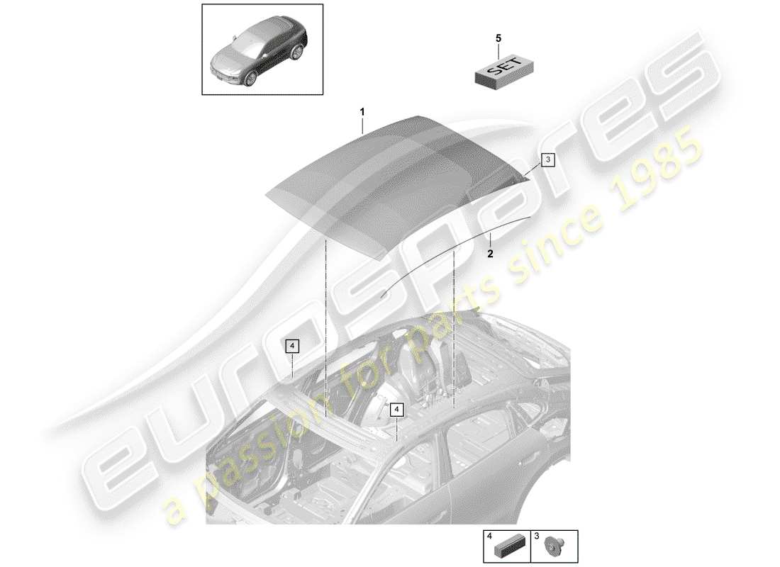 porsche 2020 (cayenne e3 9ya/9yb) glasdach - ersatzteildiagramm