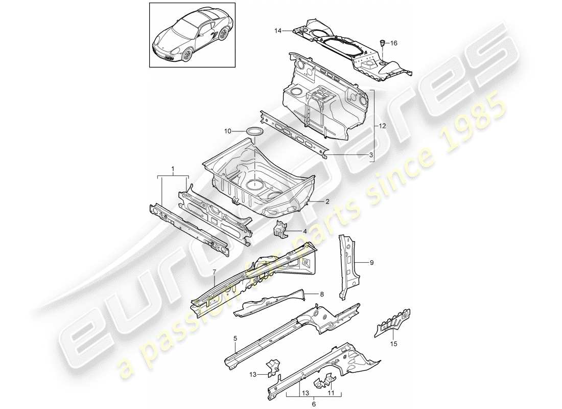 porsche 2010 (987 cayman) front end teilediagramm