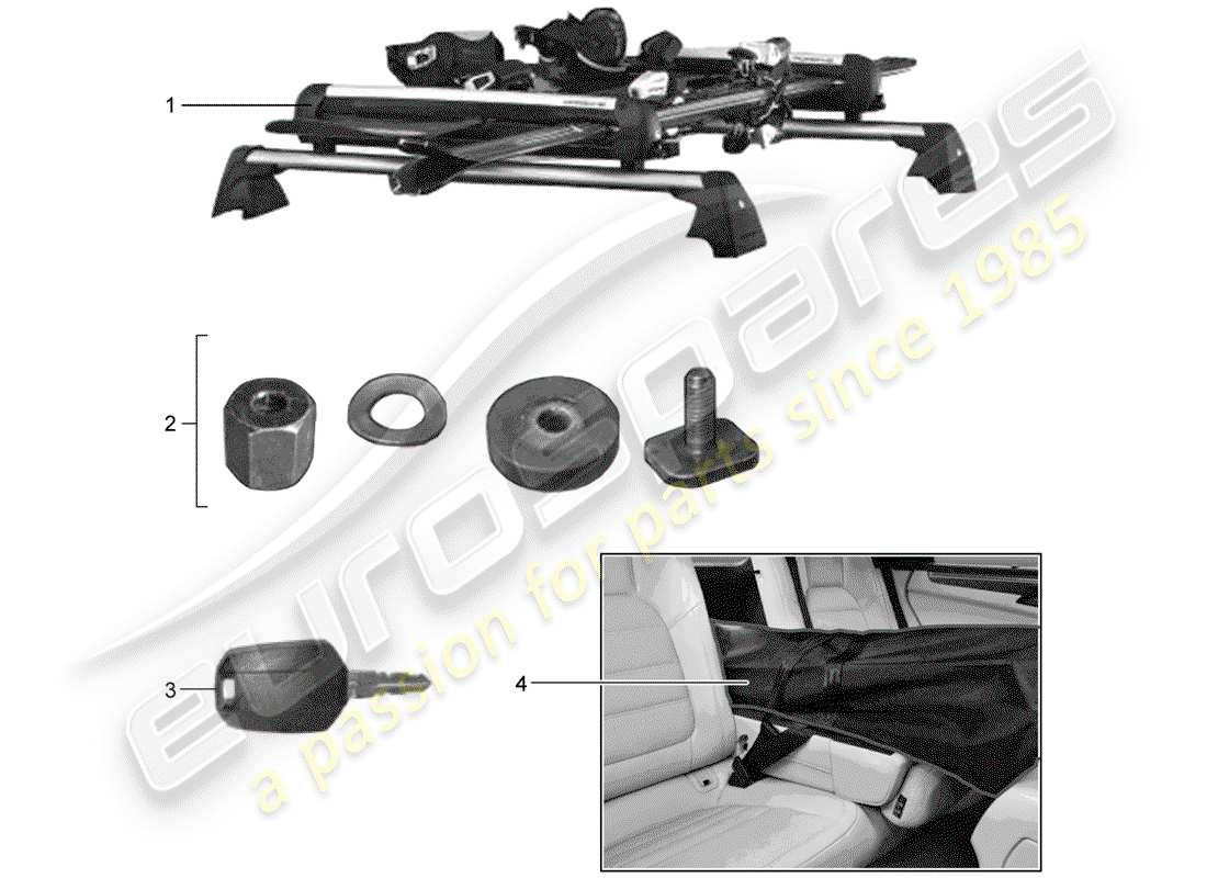 porsche 2017 (tequipment macan) skihalter ersatzteildiagramm