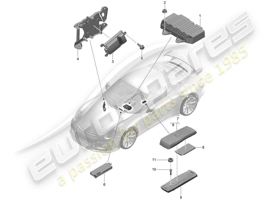 porsche 2014 (991-1 r/gt3/rs) verstärker teilediagramm