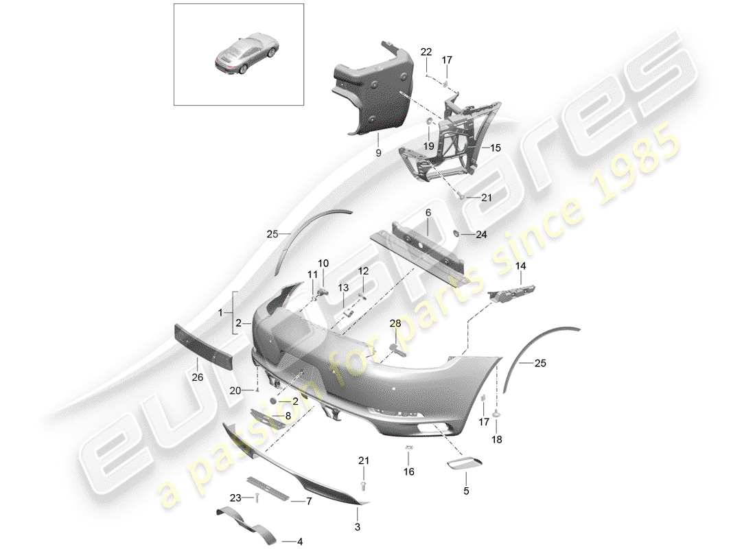 porsche 2018 (991-2) stoßstange ersatzteildiagramm
