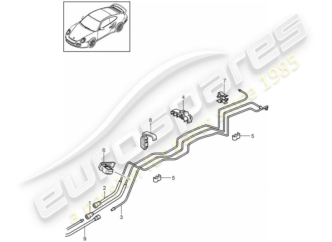 porsche 2012 (997-2 turbo / gt2 rs) kraftstoffsystem teilediagramm