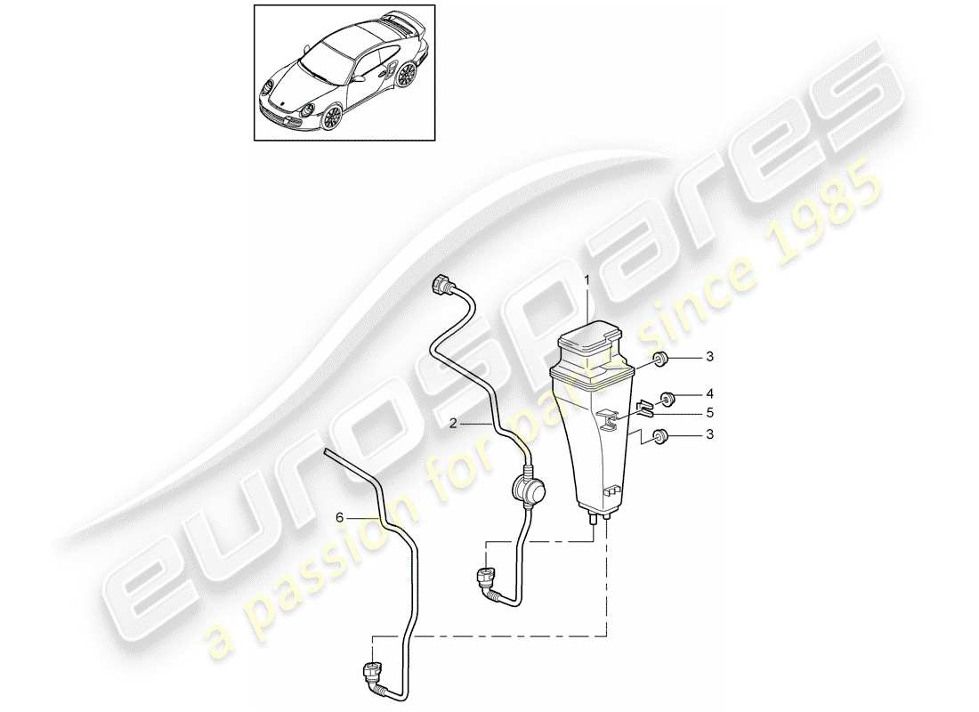 porsche 2011 (997-2 turbo / gt2 rs) verdunstungsbehälter - teilediagramm