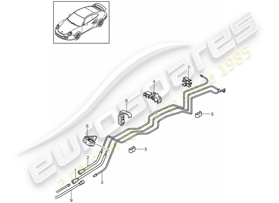 porsche 2011 (997-2 turbo / gt2 rs) kraftstoffsystem teilediagramm