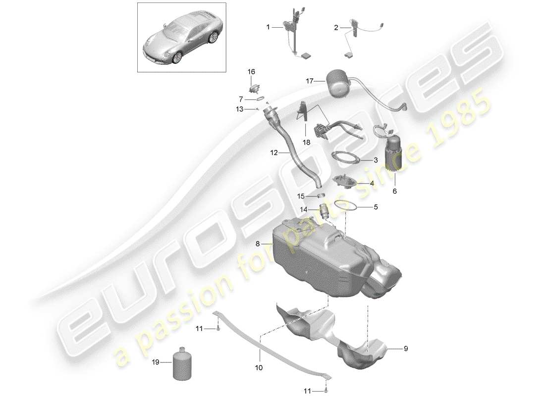 porsche 2019 (991-2) kraftstofftank teilediagramm