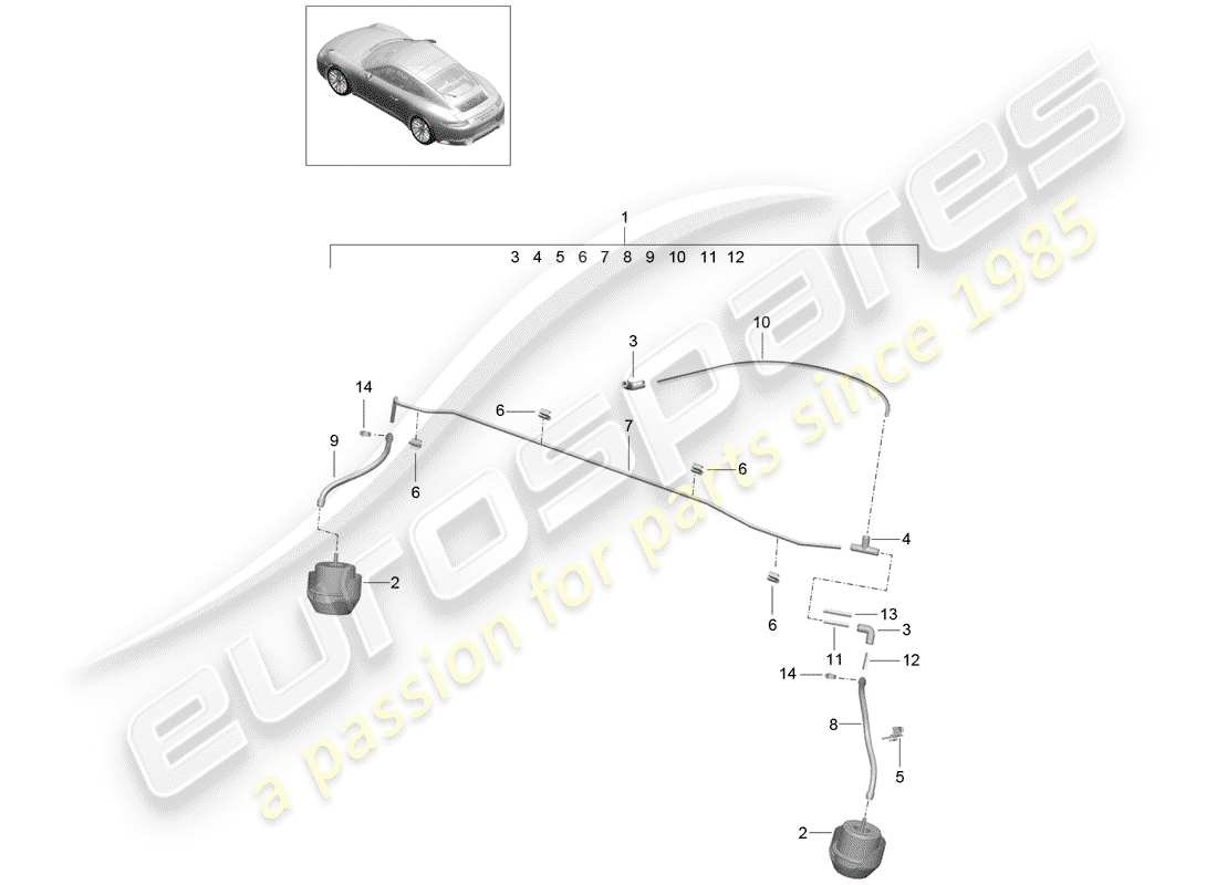 porsche 2018 (991-2) abgassystem teilediagramm