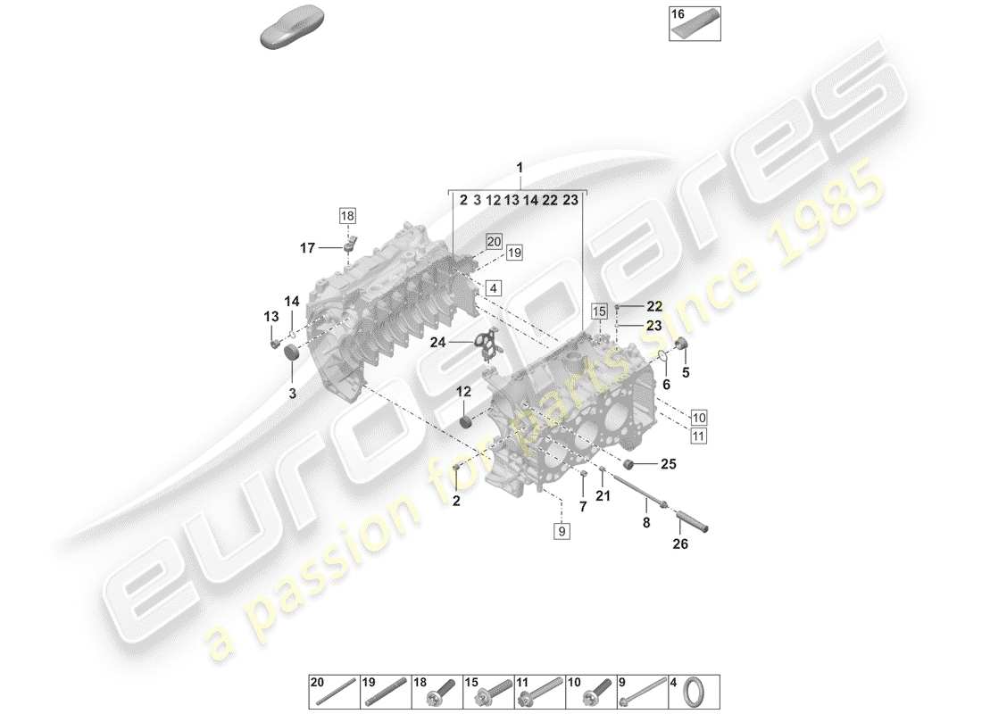 porsche 2020 (992-1) kurbelgehäuse-teilediagramm