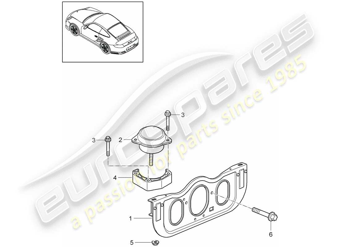porsche 2011 (997-2 turbo / gt2 rs) motoraufhängung teilediagramm