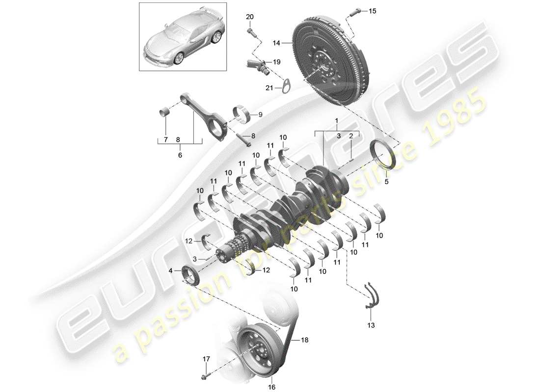 porsche 2016 (981 cayman gt4) kurbelwelle teilediagramm