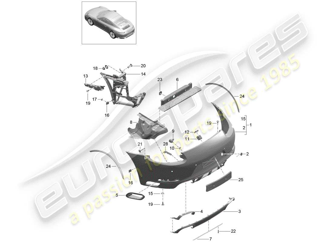 porsche 2018 (991-2) stossstange teilediagramm