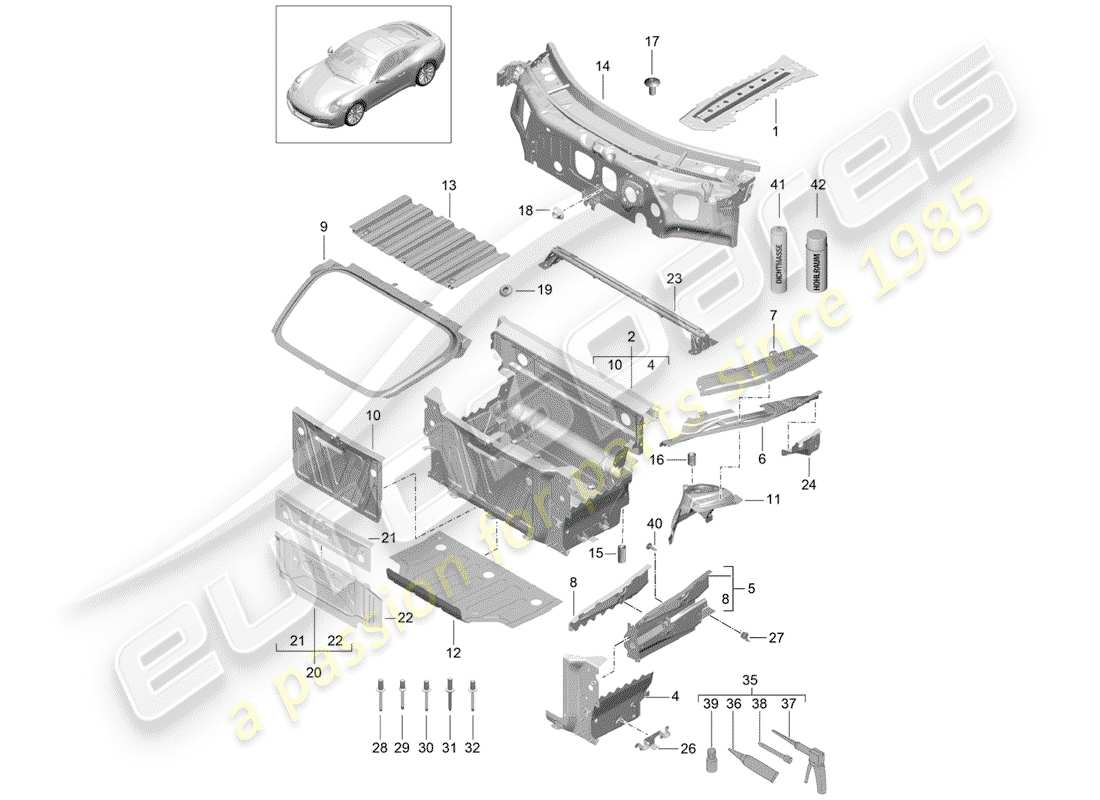 porsche 2019 (991-2) front end teilediagramm