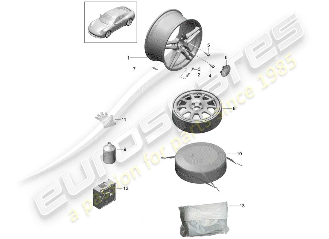 porsche 2019 (991-2) leichtmetallfelgen-ersatzteildiagramm