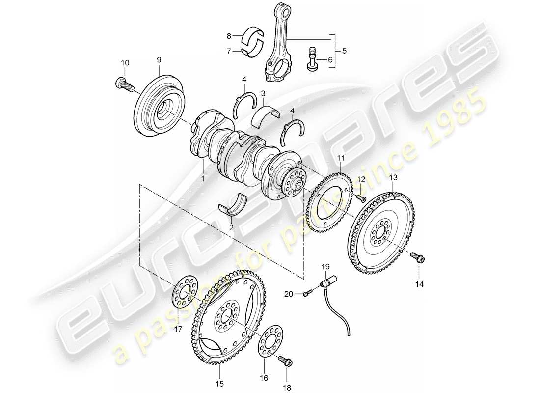 porsche 2007 (cayenne e1 9pa) kurbelwelle teilediagramm