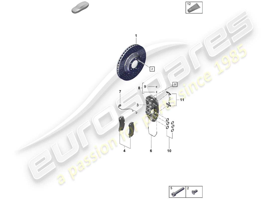 porsche 2020 (718 boxster spyder) scheibenbremsen ersatzteildiagramm
