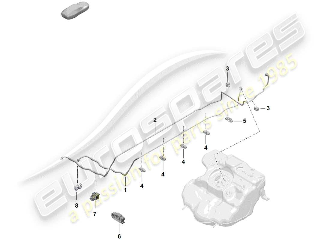 porsche 2020 (718 boxster spyder) kraftstoffleitung teilediagramm