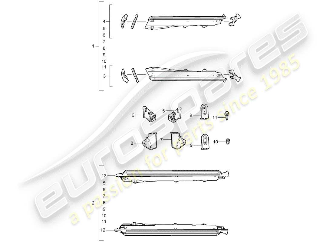 porsche 2018 (tequipment cayenne) seitenträgerverkleidung teilediagramm