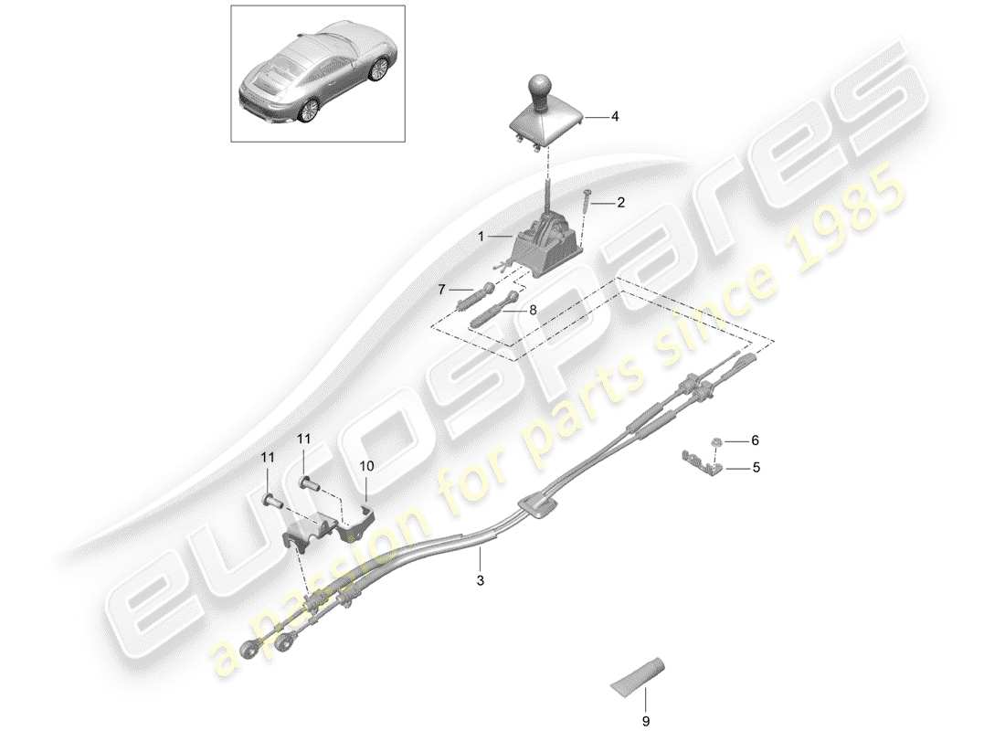 porsche 2019 (991-2) schaltmechanismus ersatzteildiagramm
