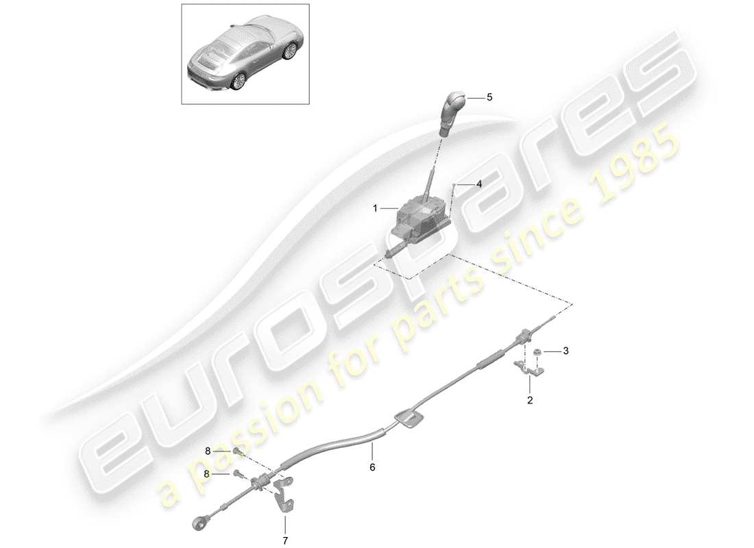 porsche 2019 (991-2) wählhebel ersatzteildiagramm