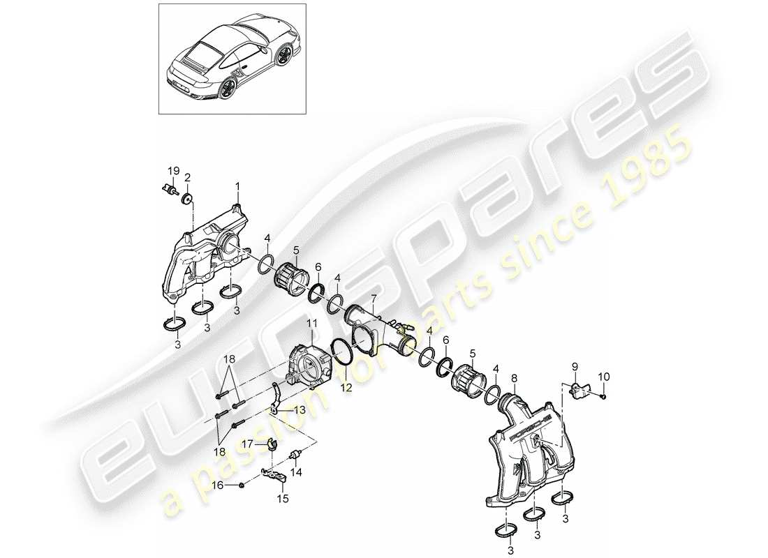 porsche 2012 (997-2 turbo / gt2 rs) ansaugluftverteiler teilediagramm