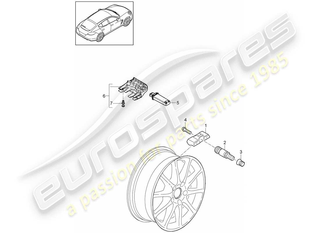 porsche 2012 (panamera 970) reifendruck-kontrollsystem teilediagramm
