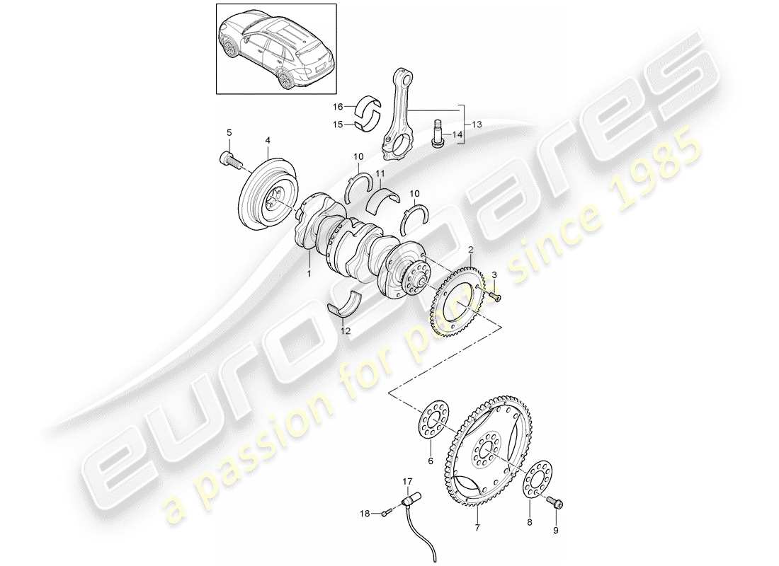 porsche 2012 (cayenne e2 92a) kurbelwelle teilediagramm