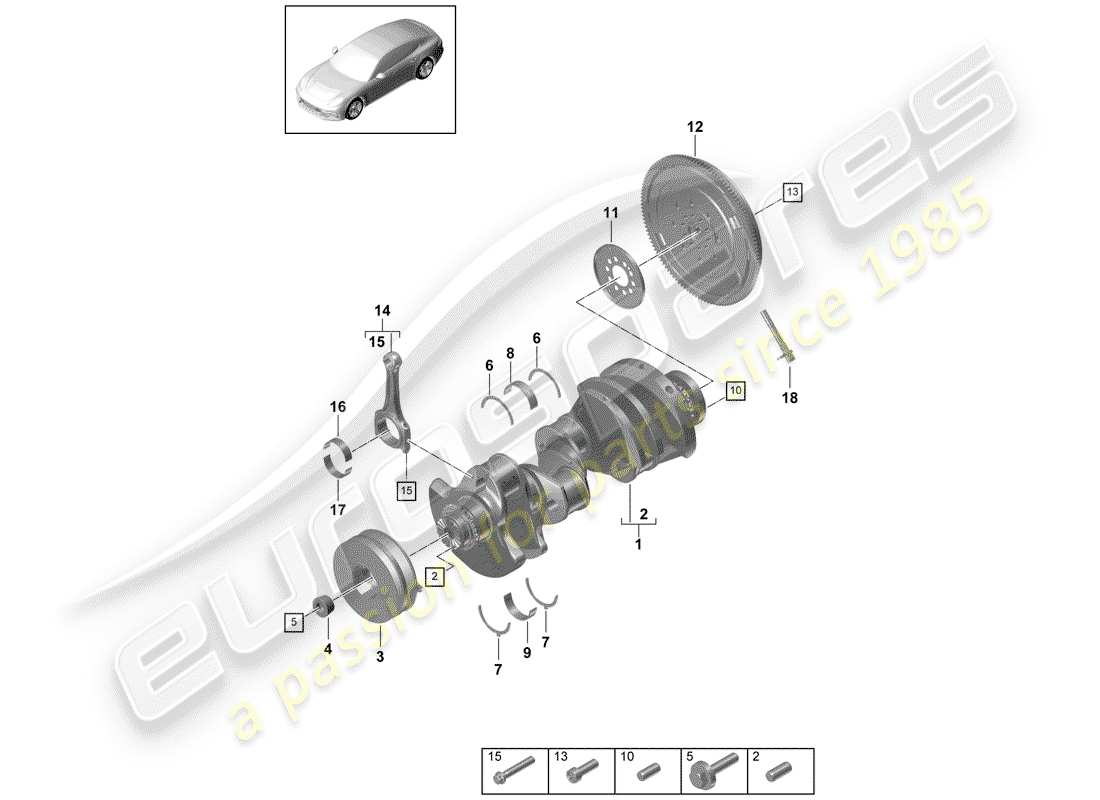 porsche 2019 (panamera 971-1) kurbelwelle teilediagramm