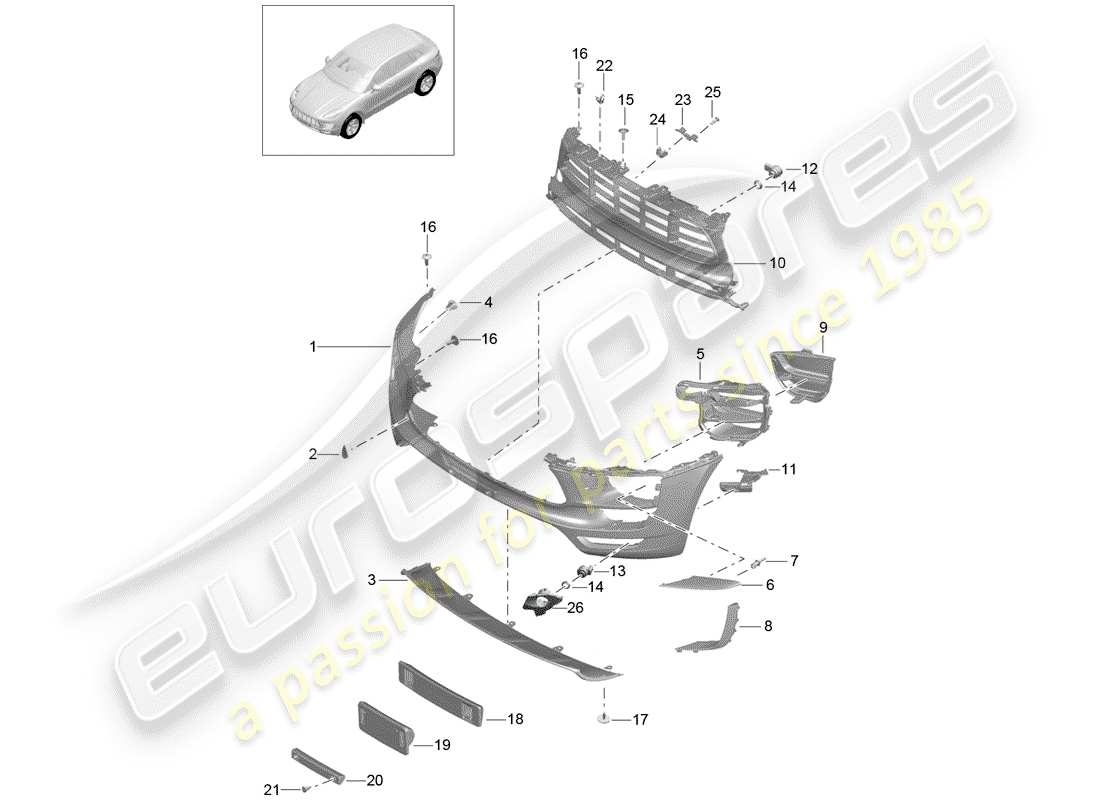 porsche 2014 (macan) stossstange teilediagramm