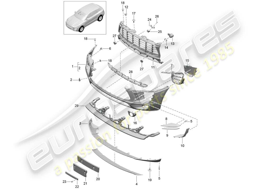 porsche 2014 (macan) stossstange teilediagramm