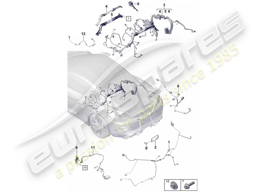 porsche 2019 (718 boxster spyder) kabelbäume ersatzteildiagramm