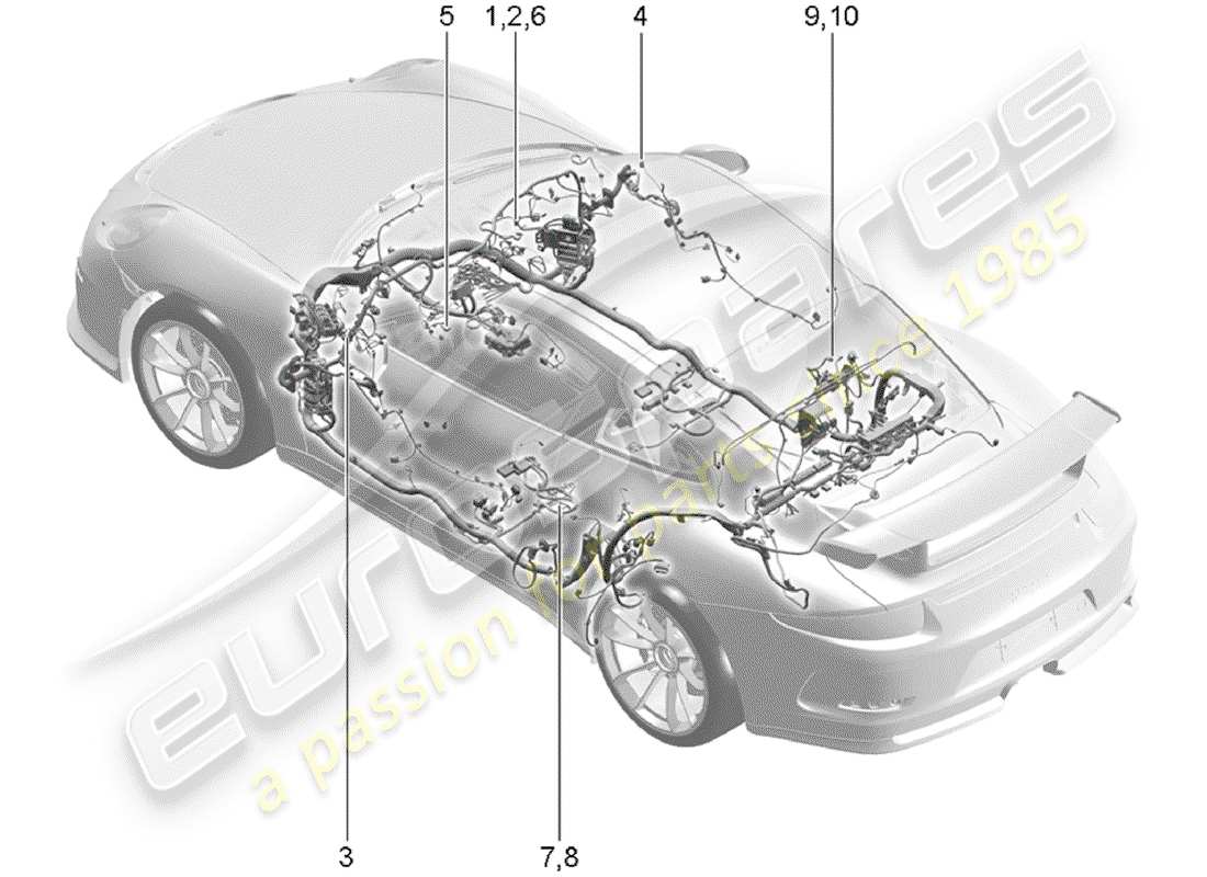 porsche 2019 (991-2 r/gt3/rs) kabelbäume ersatzteildiagramm