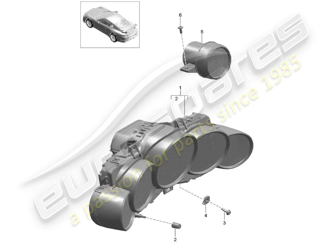 porsche 2019 (991-2 r/gt3/rs) instrumentenkombination ersatzteildiagramm