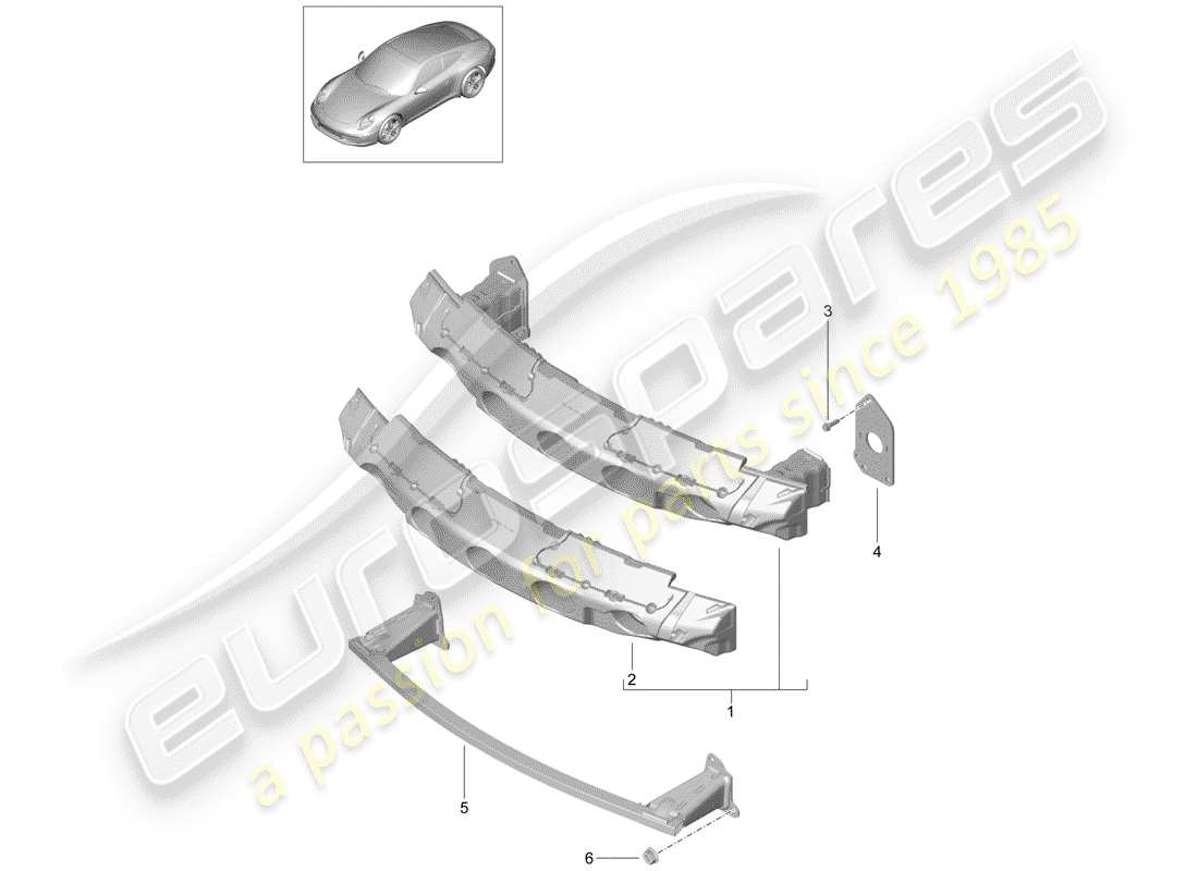 porsche 2013 (991-1) stoßstangenhalterung teilediagramm