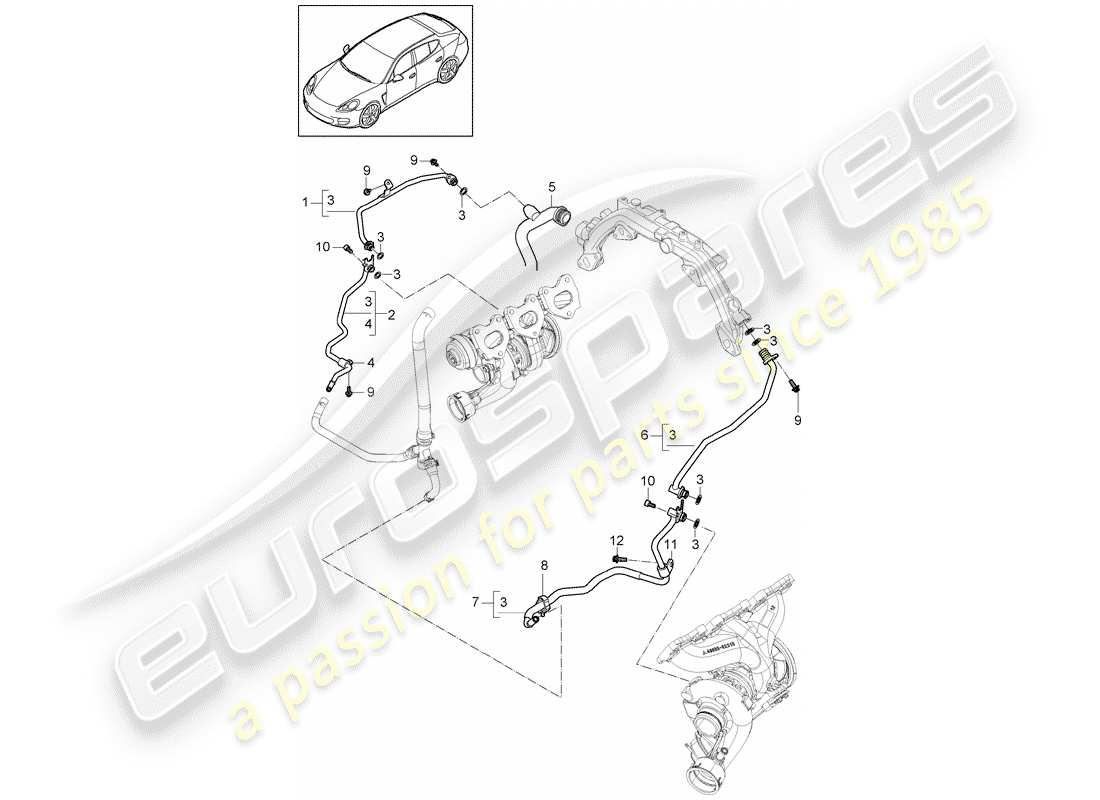 porsche 2013 (panamera 970) wasserrohr ersatzteildiagramm