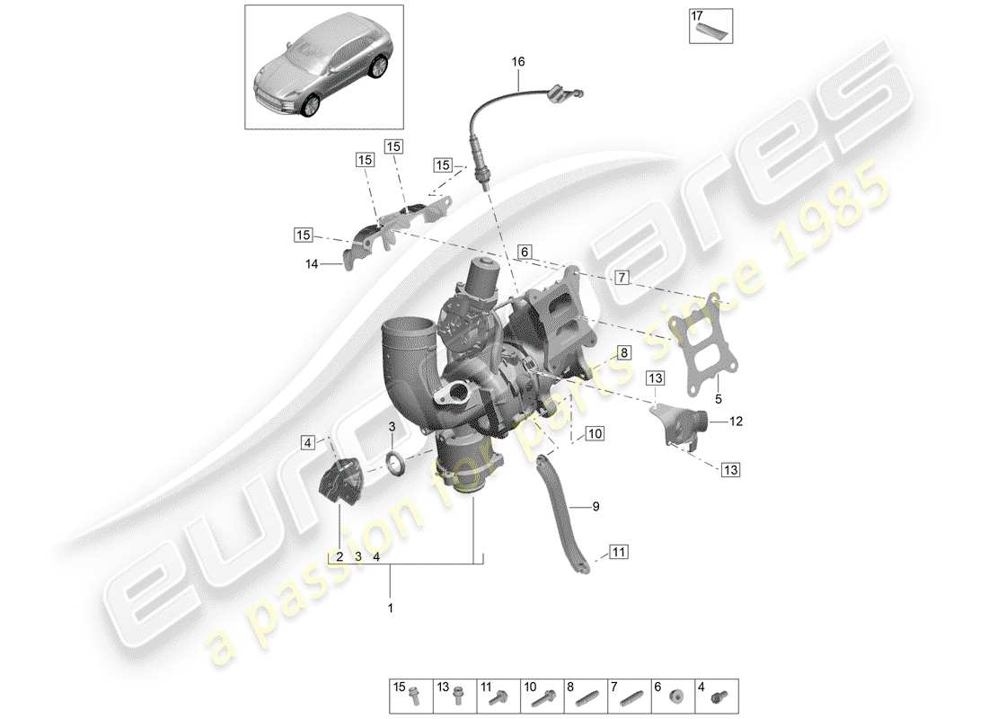 porsche 2019 (macan) abgasturbolader teilediagramm