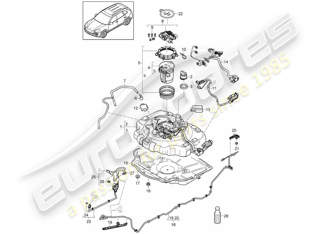 porsche 2011 (cayenne e2 92a) beispiel: abgasreinigungssystem – teilediagramm