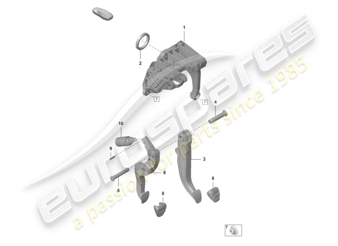 porsche 2019 (992-1) brems- und kupplungspedalgruppe 7-speed schaltgetriebe ersatzteildiagramm