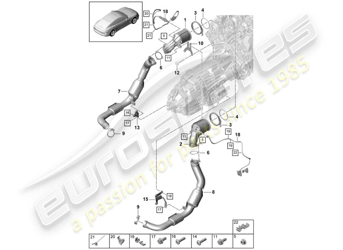 porsche 2019 (panamera 971-1) auspuffanlage teilediagramm
