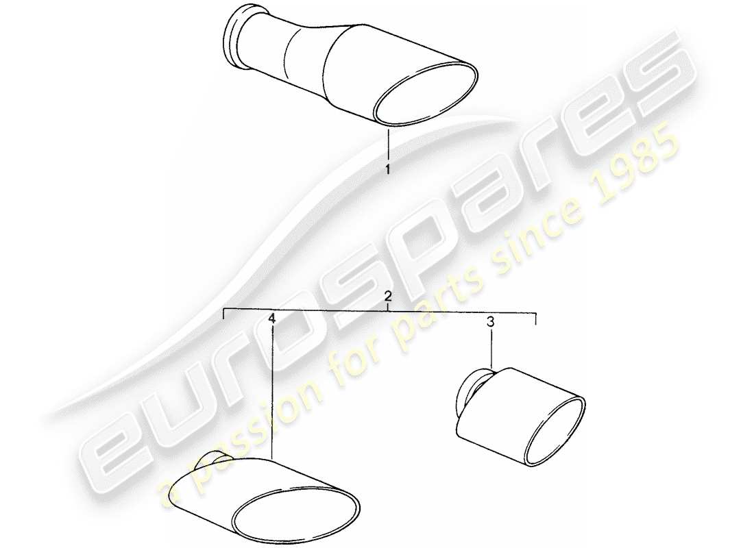 porsche 2005 (tequipment) tailpipe-ersatzteildiagramm