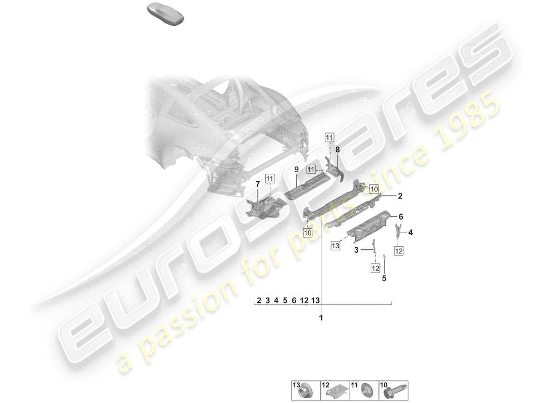 porsche 2019 (992-1) stoßstangenhalterung - ersatzteildiagramm