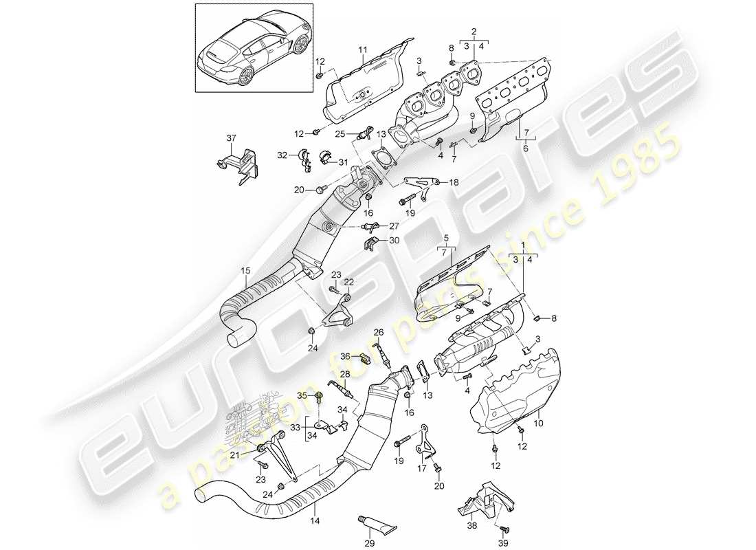 porsche 2011 (panamera 970) auspuffanlage teilediagramm