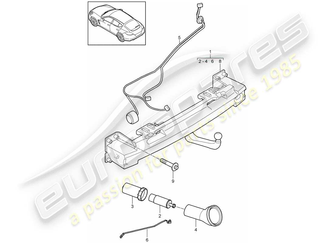 porsche 2013 (panamera 970) anhängerkupplung - ersatzteildiagramm